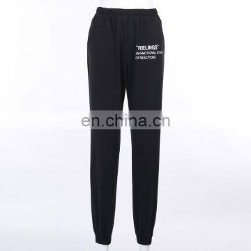 High Quality Women Elastic Waist Cotton Jogger Letter Printed Casual Sweat Pants photo-5