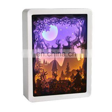 Led Papercut Paper Carving Night Light DIY Handmade 3D Paper Sculpture Lamp Creative Bedroom Decor Christmas photo-2