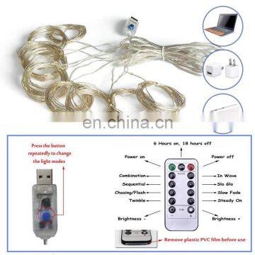 3x3m 300 LED Copper Wire Icicle Curtain Lights USB With Remote Fairy Lights String Garland For Wedding Party Curtain Decor photo-3