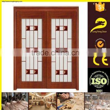 cheap interior wood frame glass sliding wood doors