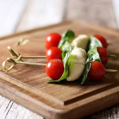 Food Serving Bamboo Skewers Loop Ring Knotted BBQ Fruit Food Bamboo Food Sticks