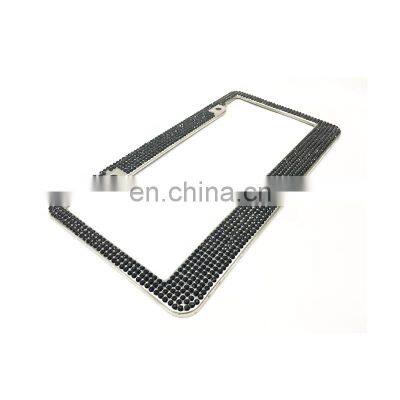 Guangzhou Car Parts Universal Chrome Luxury Crystal Bling Stainless Steel License Plate Frame photo-3