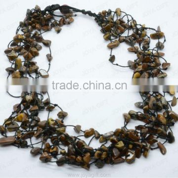 8Wire Knotted Tigereye Chip Necklace