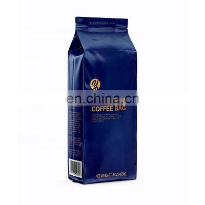 Factory Supply Ziplock Aluminum Foil Flat Bottom Coffee Bean Packaging Custom Printed Coffee Bags