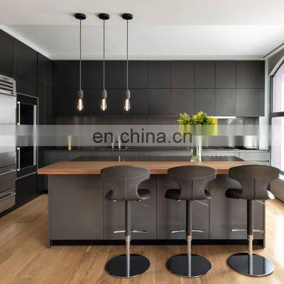Modern Custom Kitchen cabinetry Matte Black Kitchen Cabinets with island