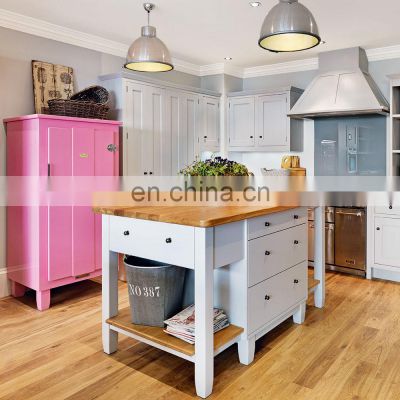 Customized Color Solid Wood Counter top White Shaker Kitchen Cabinet Modern Design