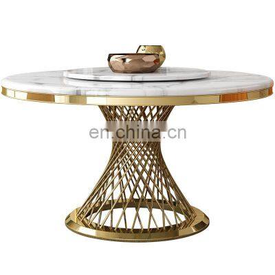 Modern Style Round Marble Dinning Table Set Dining Room Furniture photo-2