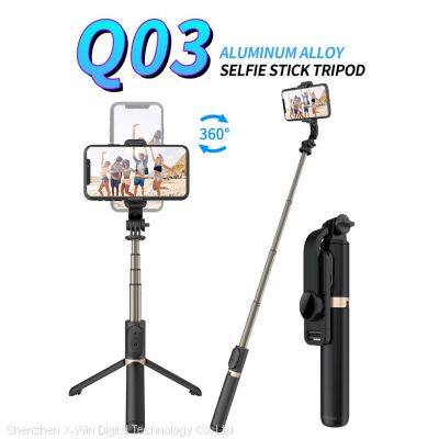 Q03 Aluminum Alloy Bluetooth Tripod Selfie Stick