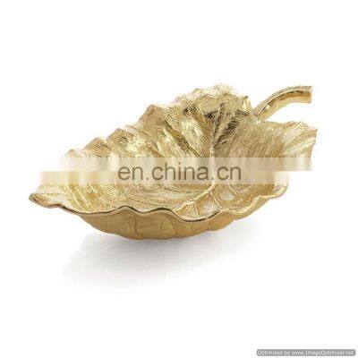 gold plated handmade Indian leaf shape bowl