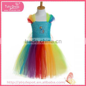 Voile Fabric rainbow color knee high satin gauze dress halloween costume