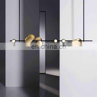 Simple Nordic Style Gold Color Pendant Light Indoor Decorative Dinner Room Restaurant Long Chandelier Light