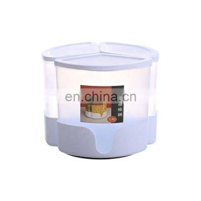 Hot Sell 5.4L Large Capacity Grain container 3 grid Miscellaneous Grains Bucket Rotatable Sorting Rice Tank