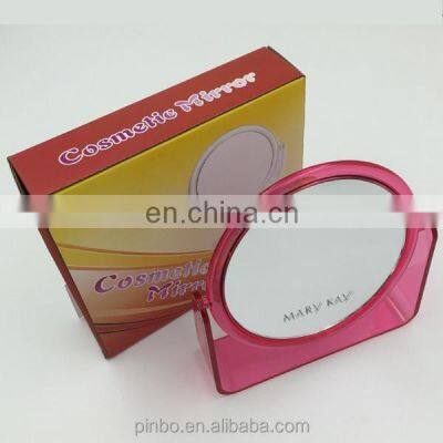 Custom Foldable Double Sides Plastic Cosmetic Standing Table Makeup Mirror photo-2