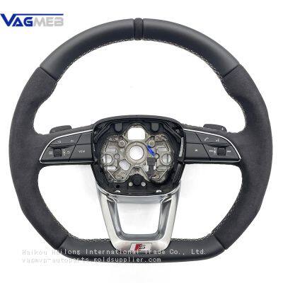 For Audi Q3 D-Shaped Alcantara Punched Leather S/RS Logo Steering Wheel With Paddles Assembly