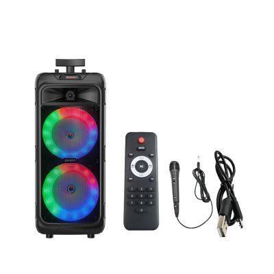 OEM ZQS8211 40W power dual 8 inch speaker wireless bass sound loud party speaker with colorful light