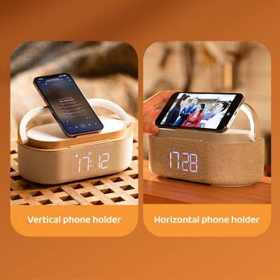 2022 Best Seller Multifunction Wireless Charger Charging With BT Speaker Wireless Charge Night Light Alarm Clock Phone Holder photo-5