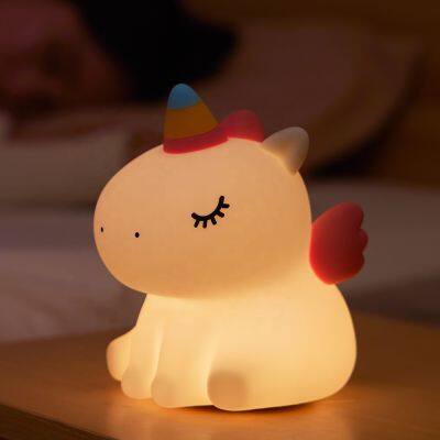 New Cute Unicorn Soft Silicone Rechargeable Sensor Night Light Bedroom Bedside Night Light for Children Kids