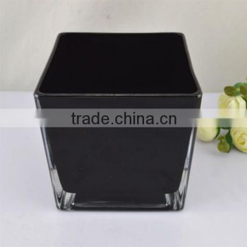 black lacquer cube glass vase