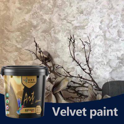 Blue Kingfisher Velvet Art Paint Silk Texture Interior Wall Decorative Texture Paint Texture Wall Art Paint photo-3
