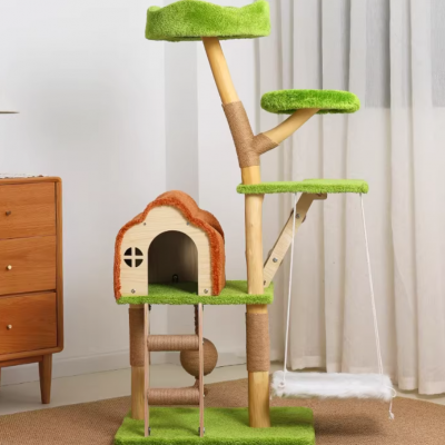 New Design Eco-Friendly Cat Tree With Built-In Scratching Pads and Dangling Toys