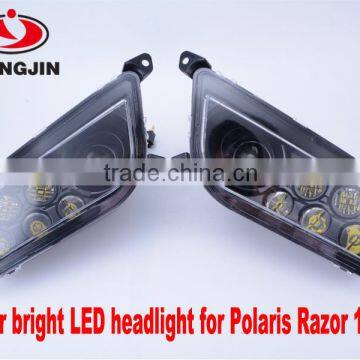 Chrome and Black Led Headlight for Polaris Razor 1000 ATV UTV photo-2