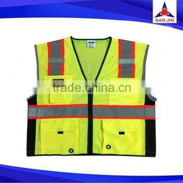 green color reflective safety vest with pockets with custom logo