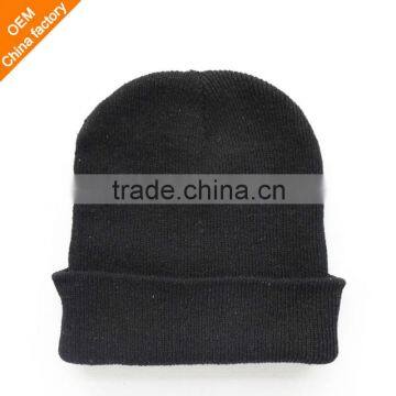 chep acrylic winter knitted fold up beanie, many colors OEM