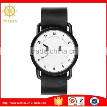 White Dial Black Bracelet Watch Color Change Leather Watch Belt