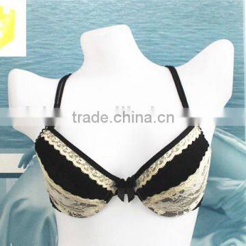 2016 Popular flower lace transparent mesh Bra & Brief Set