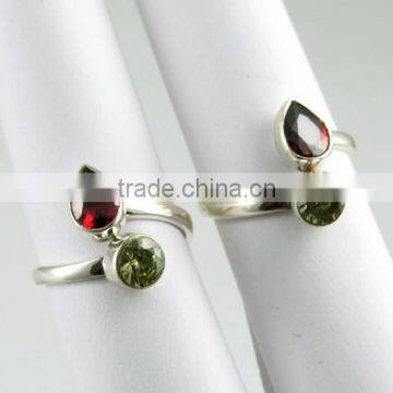 Fabulous !! Red CZ_Green CZ 925 Sterling Silver Toe Rings, Antique Silver Jewelry, Fashion Silver Jewellery