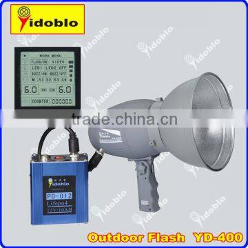 High Speed Outdoor Flash YD-400 with external battery pack with lcd screen display