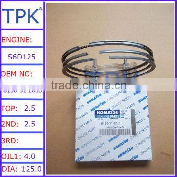 S6D125-1 piston ring,S6D125E-2 piston ring,SA6D125-1 SAA6D125E-3,6150-31-2033 6150-31-2032