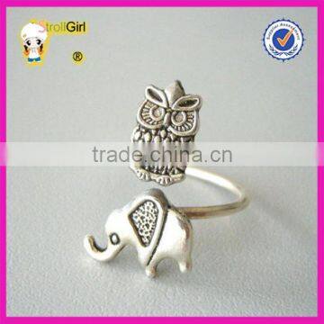 925 italian silver ring owl and elephant animal ring cheap animal rings