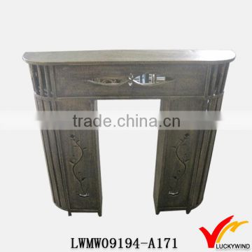 hand carved eco painted wooden fireplace mantel