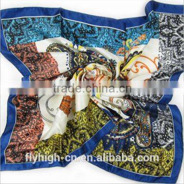 Factory price cheap gift silk chiffon custom silk square scarf