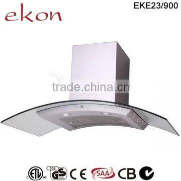 CE CB SAA GS Approved Curved Glass 90cm Wall Mount Copper Kitchen Range Hood