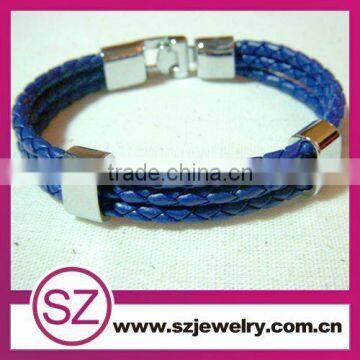 MLB0003 blue leather stainless steel buckle/power bracelet