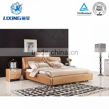 European Style Bedroom Set PU PVC Faux Leather Upholstered Bed