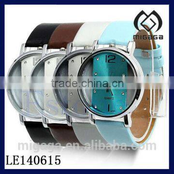 soft genuine leather strap quartz watch *see through case nice design replica famouse brand leather watch