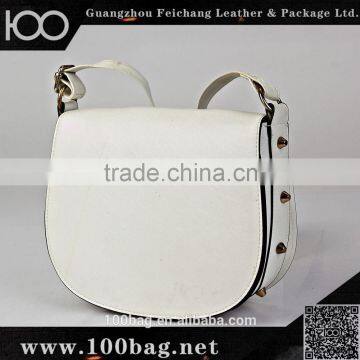 latest college girls metal rivet pu leather shoulder messenger bag white small fancy shoulder bags