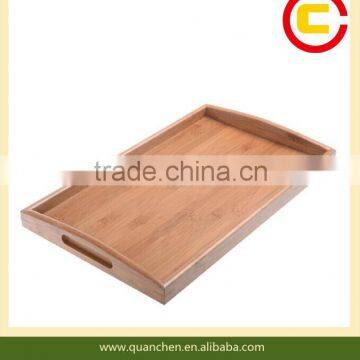 Eco-Friendly Natural Bamboo Food Serving Trays With Handles