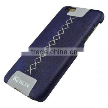 Blue and white stitching colors design leather case with hand-made stitches phone cases for iphone 6