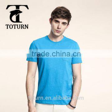 High Quality Lightweight China Suppliers Custom Logo OEM Design Blue Casual Man Slim Fit Plain t Shirts Mens