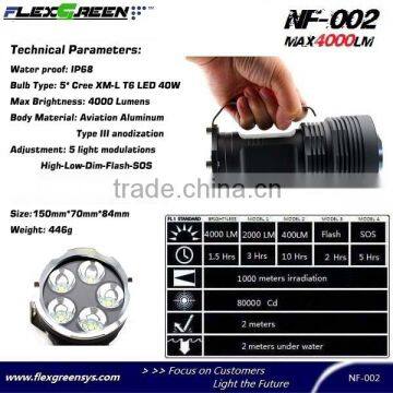 Flexgreen 5xXML T6 40w 4000lm High Bright Led Search Flashlight photo-3
