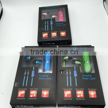 Whosale EL Wire Earphones for Smartphones Pink Yellow Ice Blue In-ear Style Earphone Luminescent Rhythm With Beat of Music photo-5