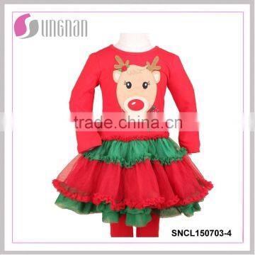 2015new style children deer skirt suits christmas children skirt suits