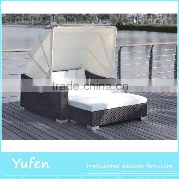 Rattan wicker furniture sofa bed canopy bed outdoor with ottoman                        
                                                Quality Choice