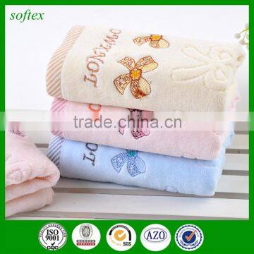 Cheap Soft Water Absorption Cotton Bowknot Jacquard Cut Pile Face Towels With Embriodery photo-4