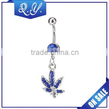 NB0205 Blue Crystal Maple infinity jewelry belly button piercing navel ring