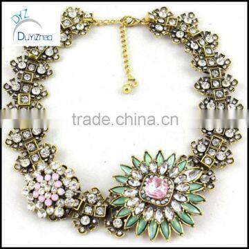 Alloy Bubble Bib mix colored flower statement Necklace